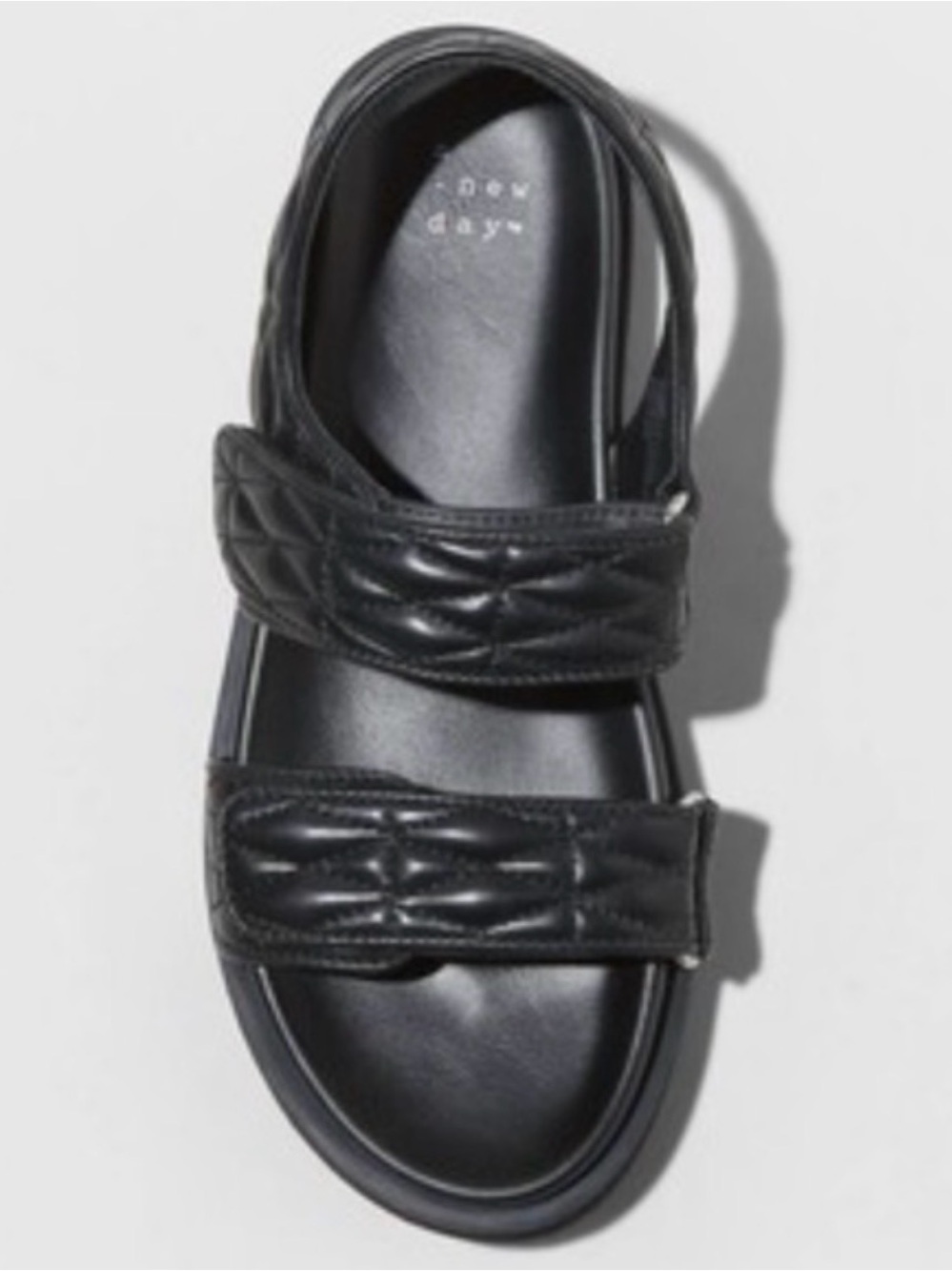 A New Day Black Quilted Strap Cushion Footbed Sandal Sz 10